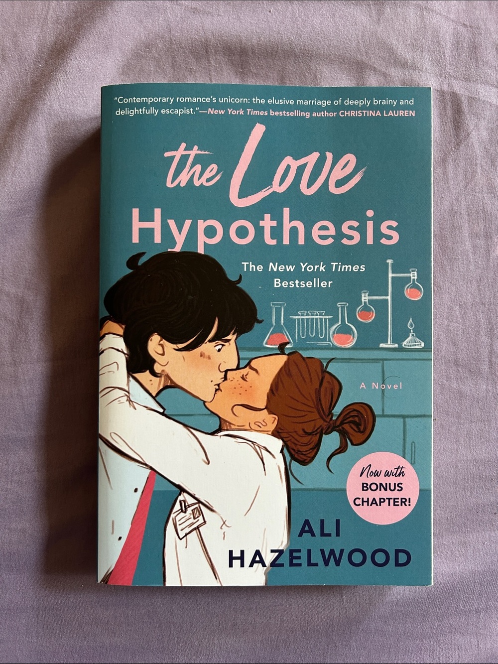 The Love Hypothesis by Ali Hazelwood - Teal & Pink Cover, paperback